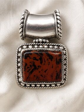 Sterling Silver Pendant with Red obsidian Stone